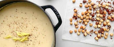 Celeriac Soup with Butter and Toasted Hazelnuts