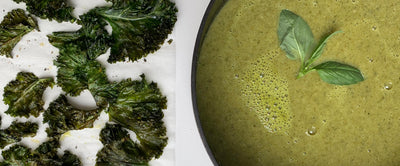 Super Green Detox Soup with Salty Lime Kale Chips