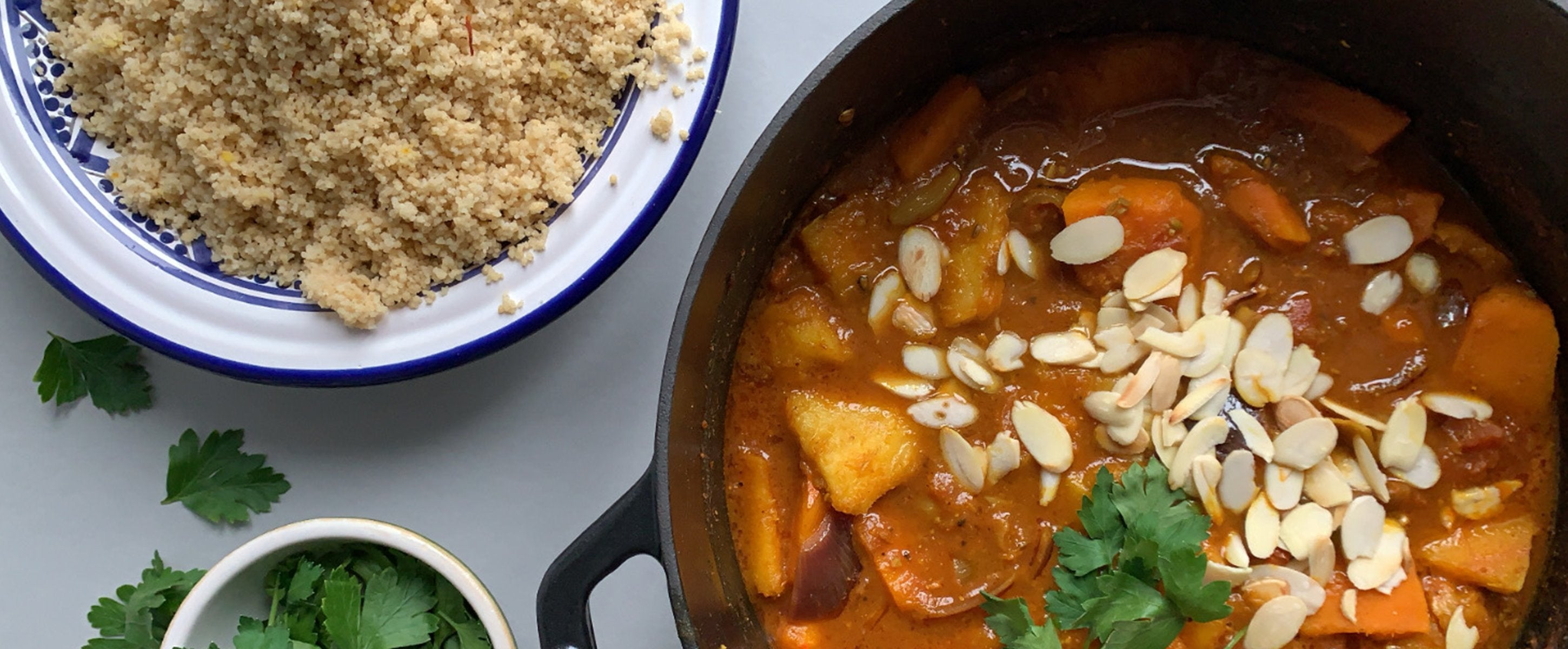 Winter Squash Tagine Recipe with Ras el Hanout & Toasted Almonds Kana
