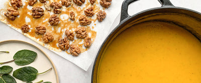 Butternut Squash Soup with Salted Maple Walnuts & Crispy Sage