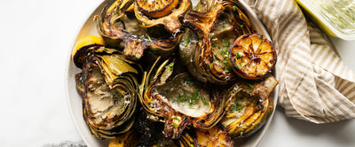 Skillet-Roasted Artichokes with Charred Lemons