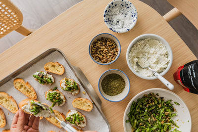 Orange Tarragon Ricotta Toasts with Asparagus