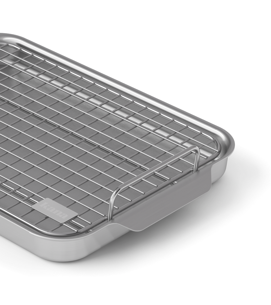 Half Sheet Baking Pan with Rack Set, E-far 18”x13” Cookie Sheet for Oven,  Rimmed Stainless Steel Tray with Wire Cooling Rack for Cooking Roasting